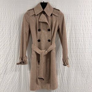 BCBGeneration Women's Belted Nude Lace-Accented Trench Coat | Size XS